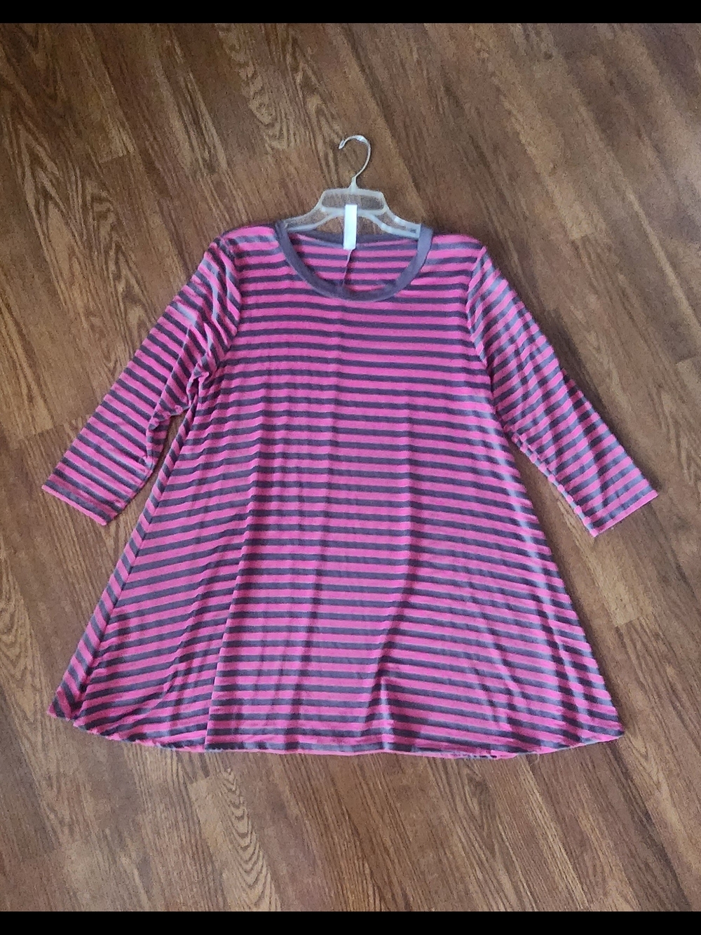 Pink and Gray Striped Tunic